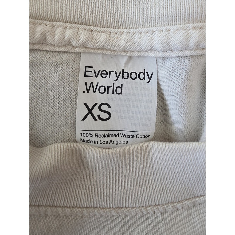 Everybody World T-Shirt XS Cream Graphic Short Sleeve Cotton Casual Tee Top - Picture 3 of 5
